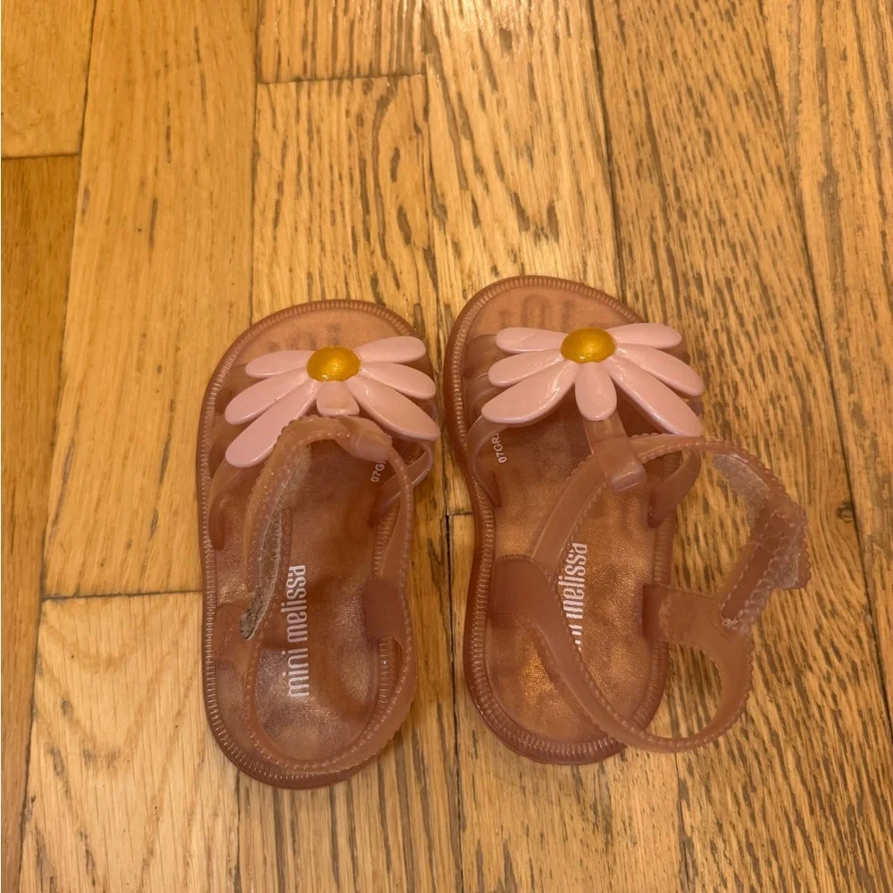 Mini Melissa Pink Flower Jelly Sandals size 6
